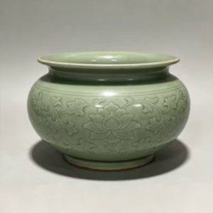Celadon Jar Carved with Interlocking Lotus Scrolls